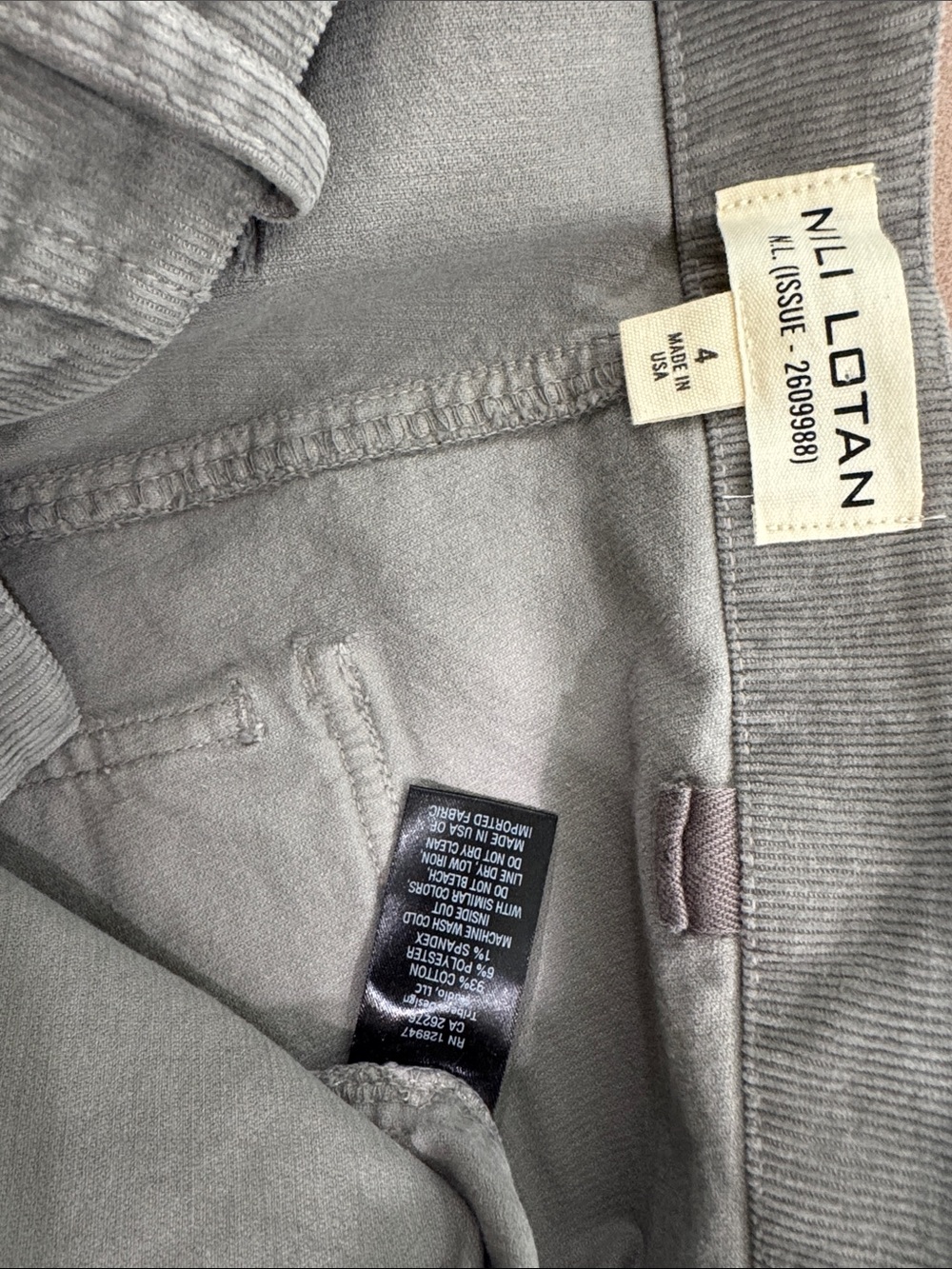 Nili Lotan Gray Corduroy Utility Pants Women Workwear Size 4 N.L. Issue 2609988 - Picture 6 of 12